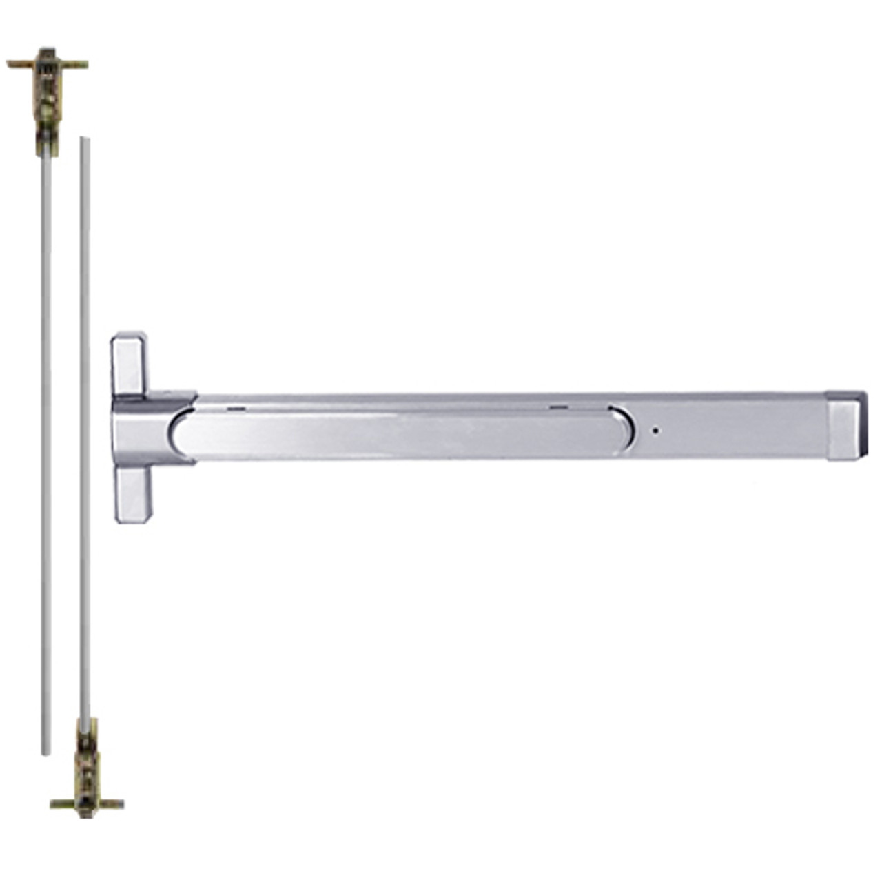 QED228-48-7-626-LC Stanley QED200 Series Heavy Duty Narrow Stile Concealed Vertical Rod Cylinder Dog Exit Device in Satin Chrome Finish