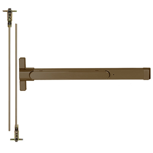 QED229-48-8-313AN Stanley QED200 Series Heavy Duty Narrow Stile Concealed Vertical Rod Fire Rated Exit Device in Anodized Duranodic Bronze Finish