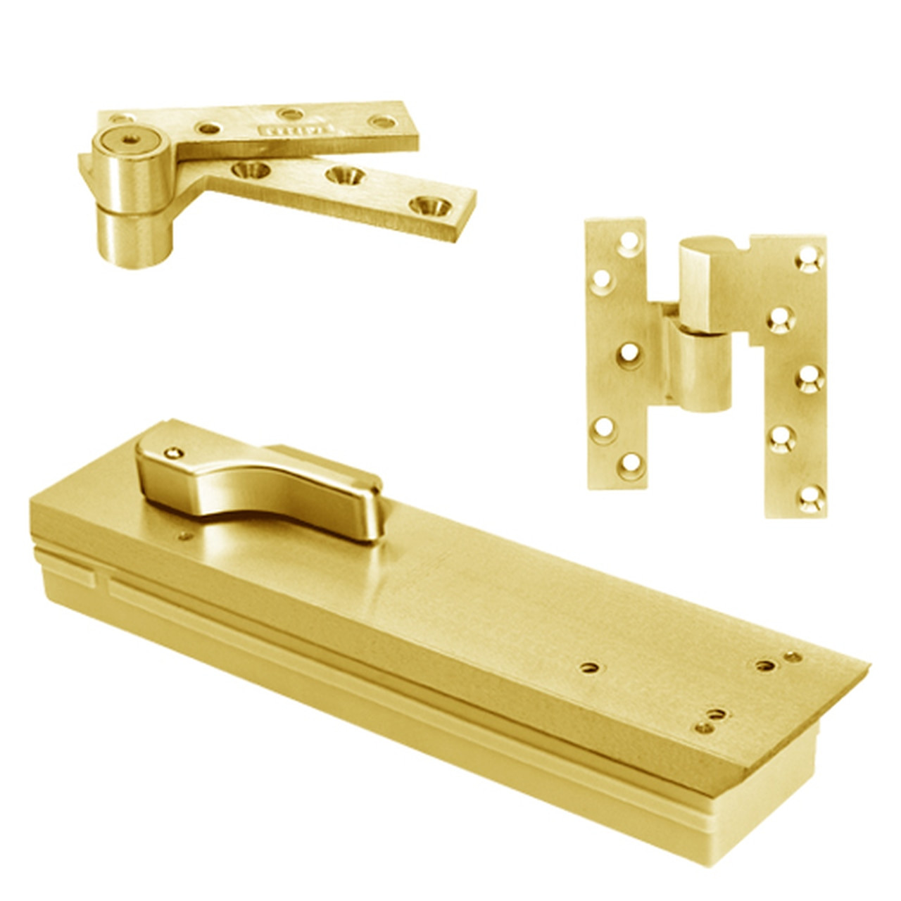 FQ5103NBC-SC-LH-605 Rixson Q51 Series Fire Rated 3/4" Offset Hung Shallow Depth Floor Closers in Bright Brass Finish