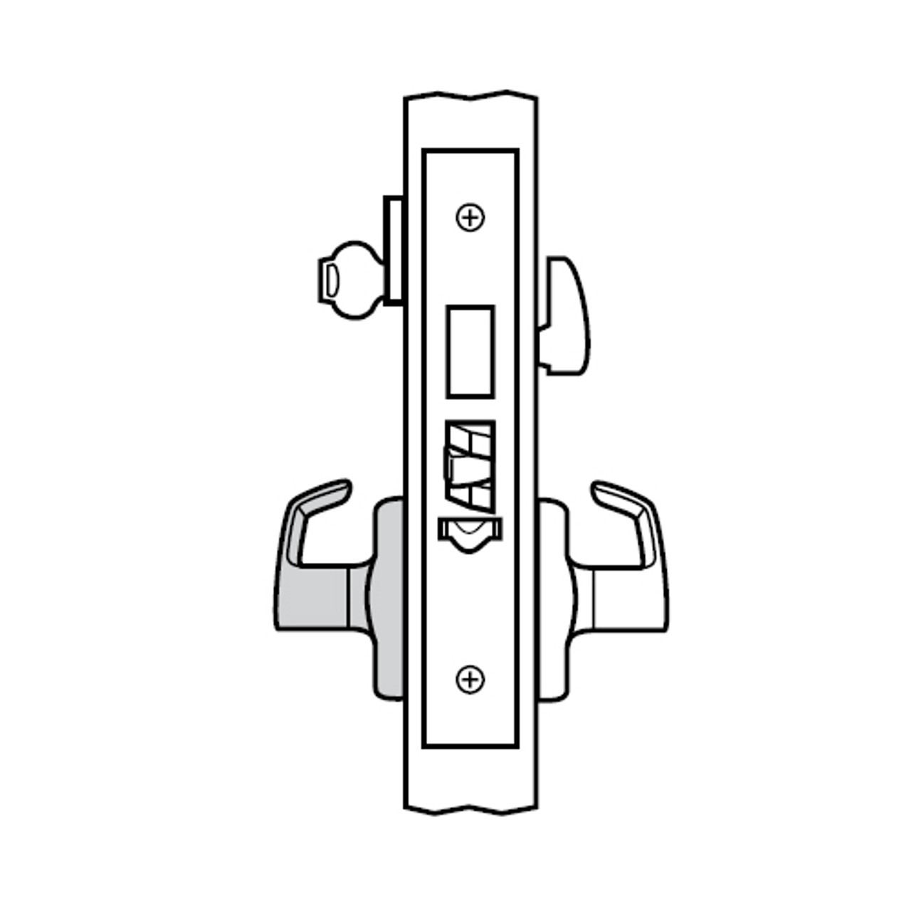 ML2029-LWA-605-CL6 Corbin Russwin ML2000 Series IC 6-Pin Less Core Mortise Hotel Locksets with Lustra Lever and Deadbolt in Bright Brass