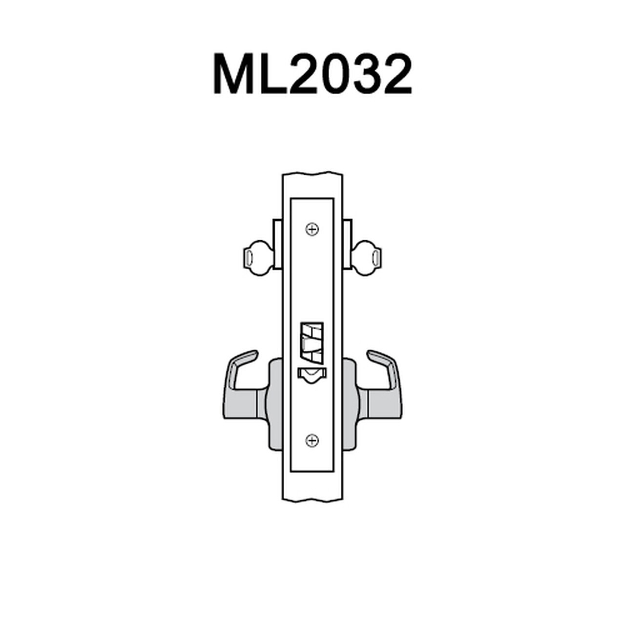 ML2032-LWA-605-CL6 Corbin Russwin ML2000 Series IC 6-Pin Less Core Mortise Institution Locksets with Lustra Lever in Bright Brass