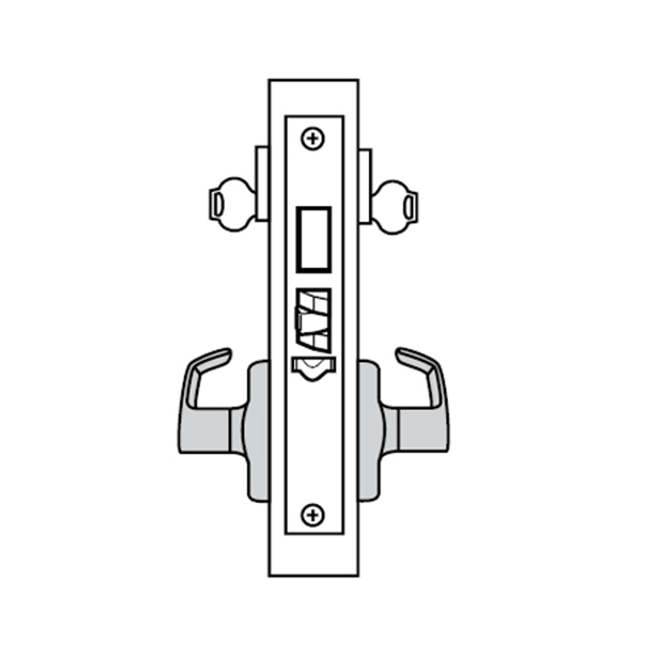 ML2092-LWA-605-CL7 Corbin Russwin ML2000 Series IC 7-Pin Less Core Mortise Security Institution or Utility Locksets with Lustra Lever with Deadbolt in Bright Brass
