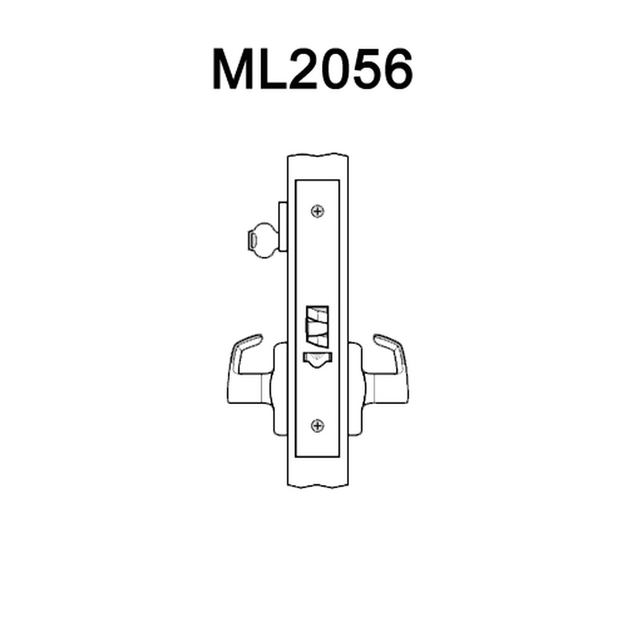 ML2056-RWA-618-LC Corbin Russwin ML2000 Series Mortise Classroom Locksets with Regis Lever in Bright Nickel