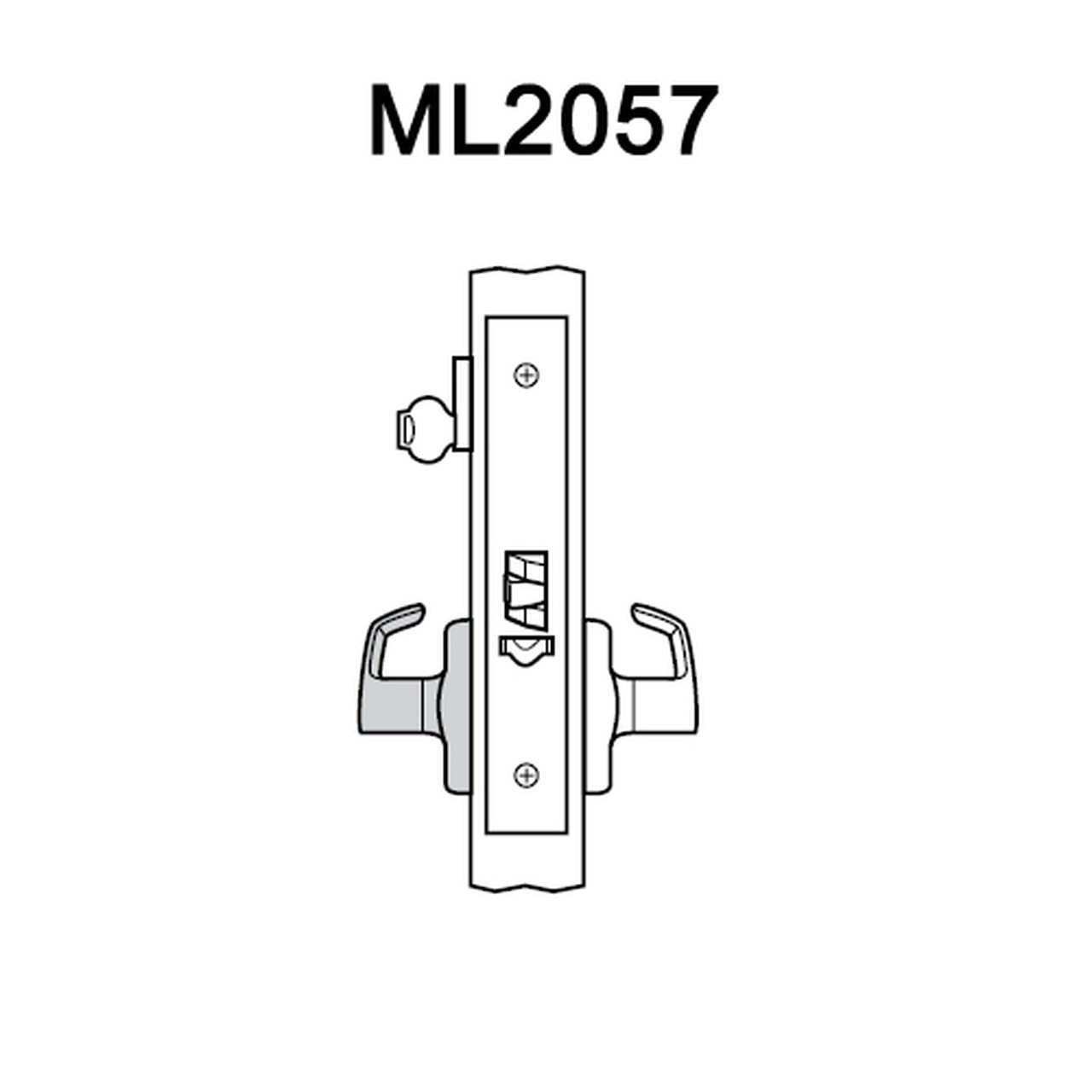 ML2057-RWA-629-CL6 Corbin Russwin ML2000 Series IC 6-Pin Less Core Mortise Storeroom Locksets with Regis Lever in Bright Stainless Steel