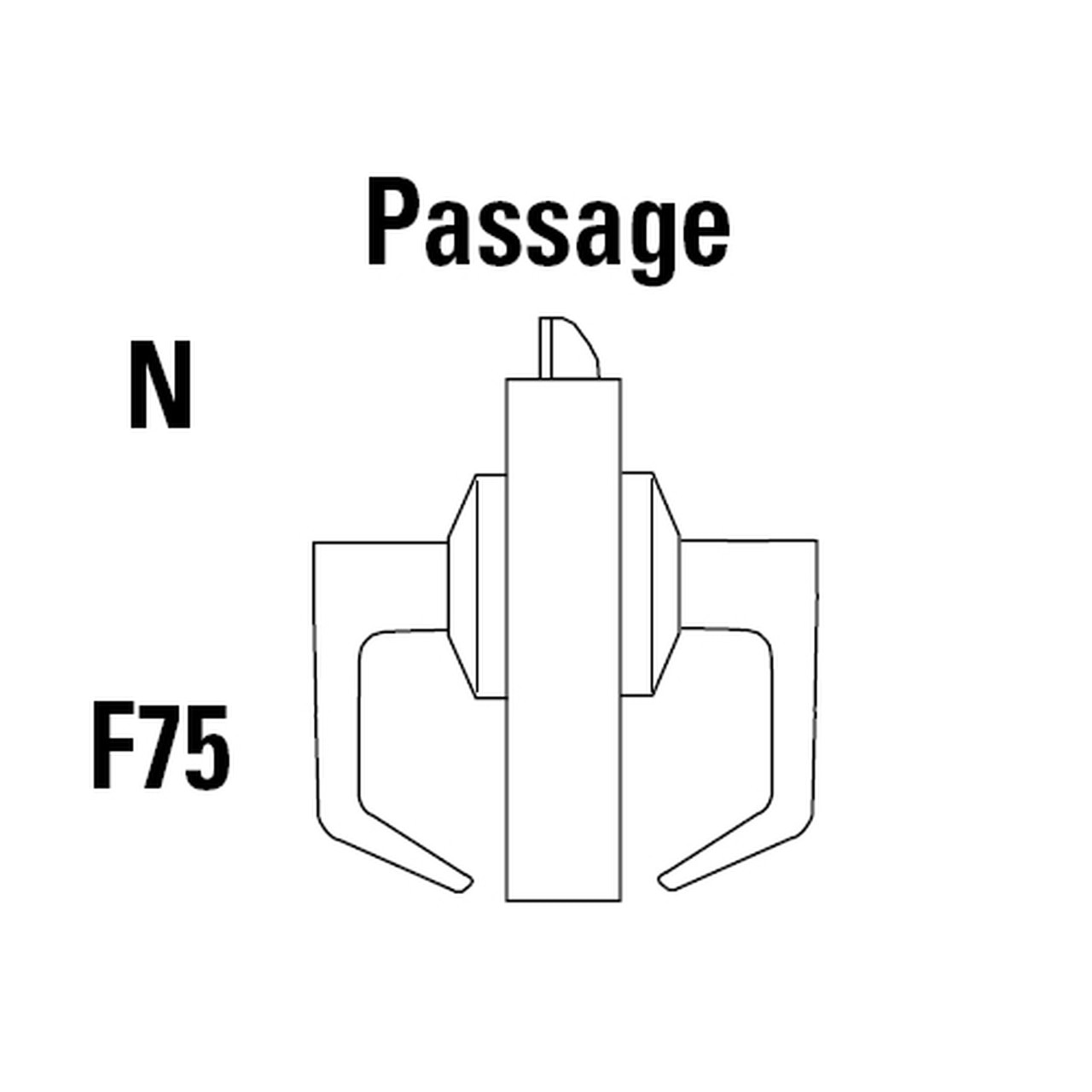 9K40N16KSTK606 Best 9K Series Passage Heavy Duty Cylindrical Lever Locks with Curved Without Return Lever Design in Satin Brass