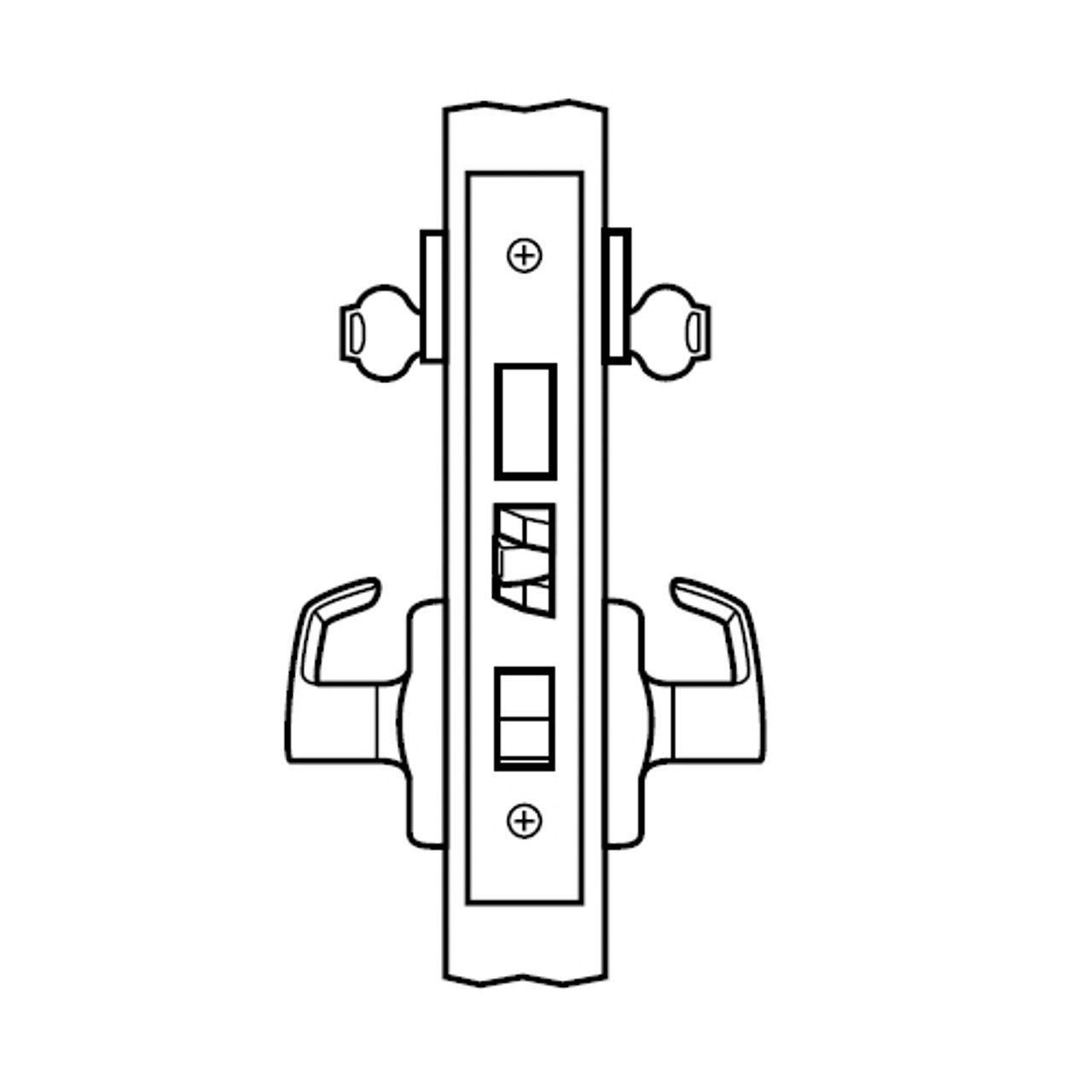 ML2082-RWA-629-CL6 Corbin Russwin ML2000 Series IC 6-Pin Less Core Mortise Dormitory or Exit Locksets with Regis Lever with Deadbolt in Bright Stainless Steel