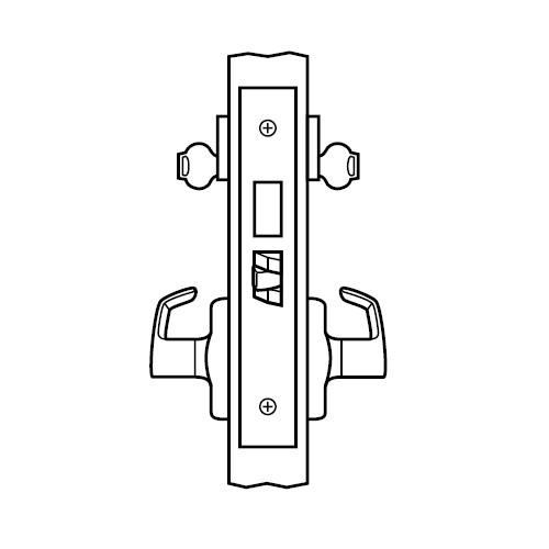 ML2022-LWB-605-CL7 Corbin Russwin ML2000 Series IC 7-Pin Less Core Mortise Store Door Locksets with Lustra Lever with Deadbolt in Bright Brass