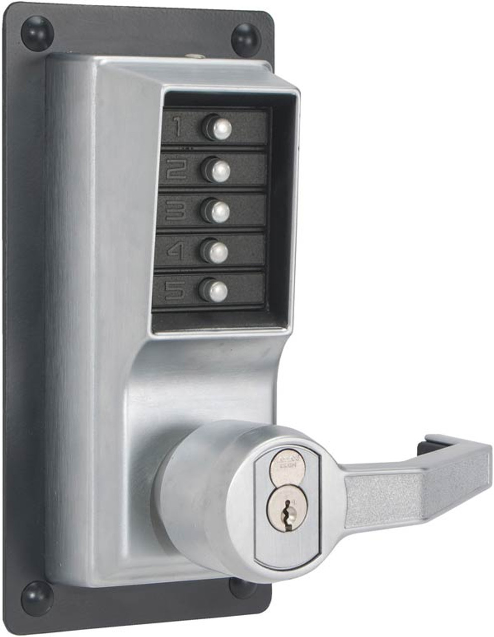 LRP1020R-26D Simplex Exit Trim Lever with Sargent Removable Core Key Override option in Satin Chrome finish