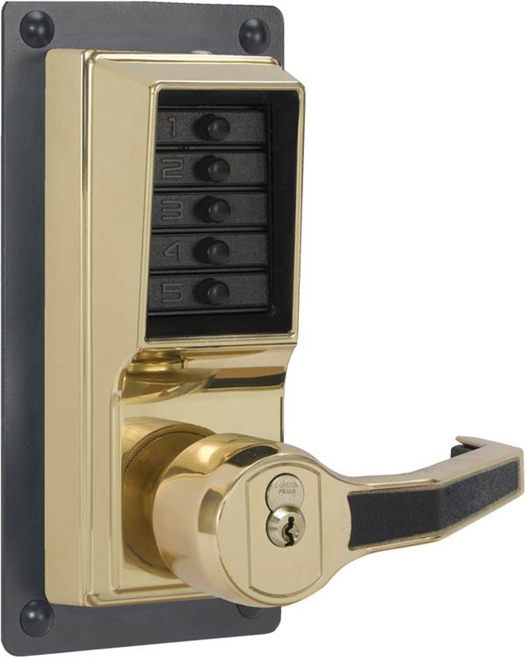 LRP1020S-03 Simplex Exit Trim Lever with Schlage Removable Core Key Override option in Bright Brass finish