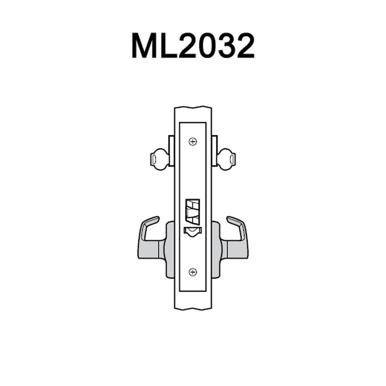 ML2032-RWB-625-CL6 Corbin Russwin ML2000 Series IC 6-Pin Less Core Mortise Institution Locksets with Regis Lever in Bright Chrome