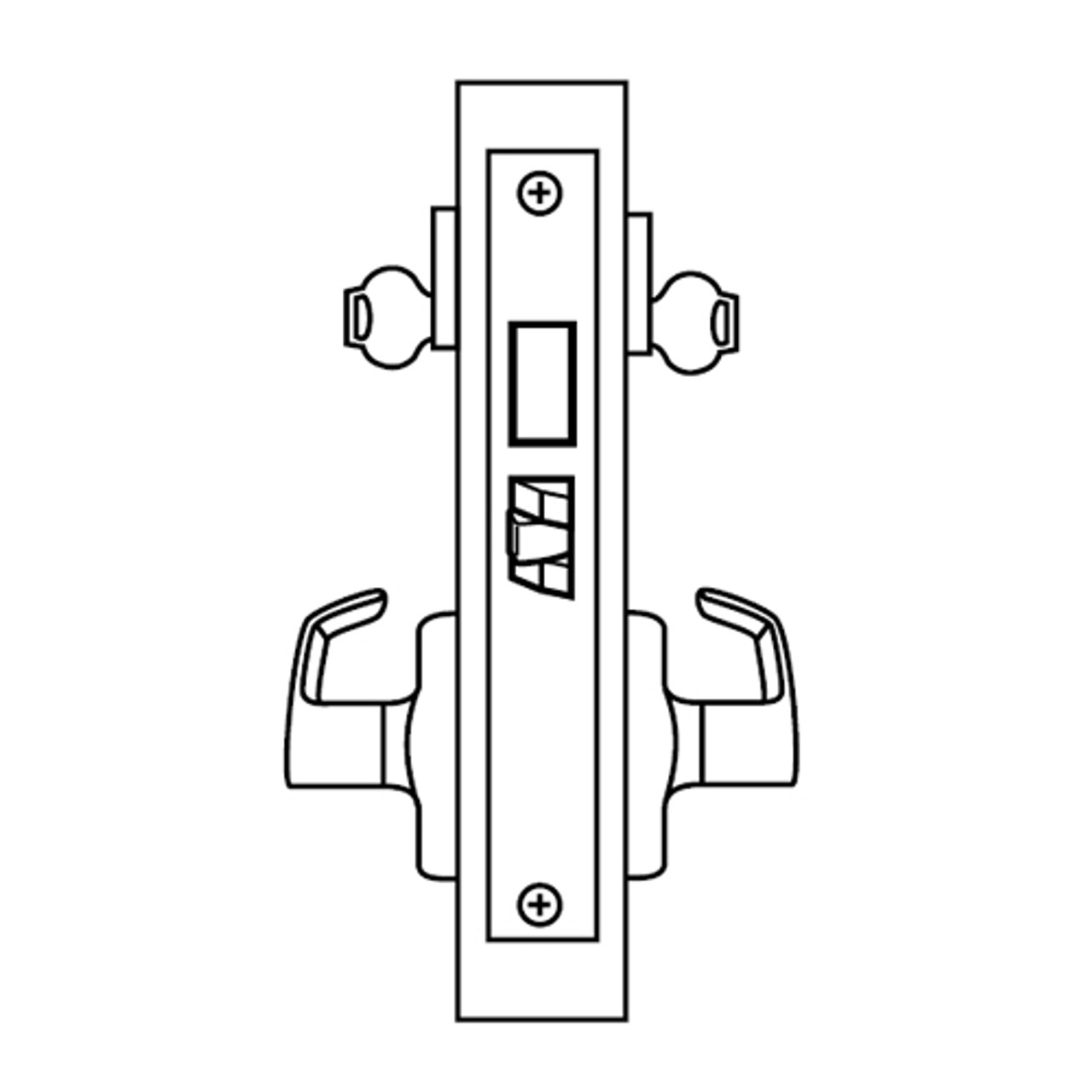 ML2062-RWB-618-CL6 Corbin Russwin ML2000 Series IC 6-Pin Less Core Mortise Intruder Locksets with Regis Lever with Deadbolt in Bright Nickel