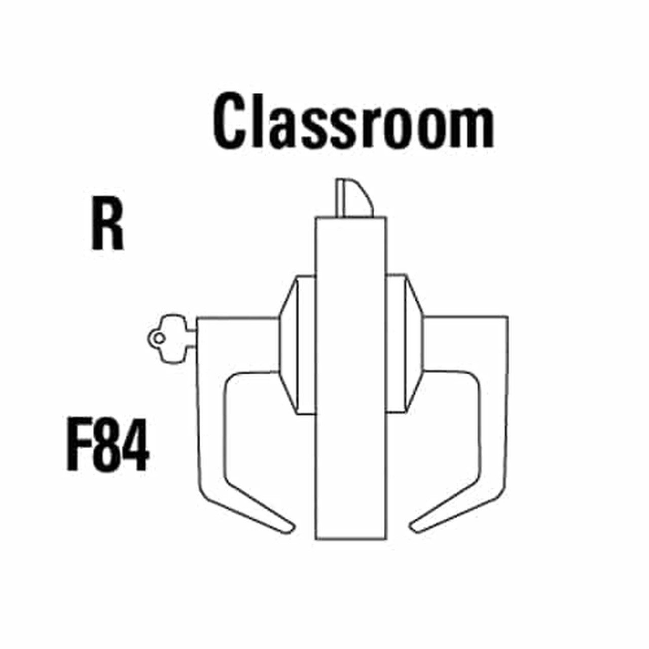 9K47R15CSTK605 Best 9K Series Classroom Cylindrical Lever Locks with Contour Angle with Return Lever Design Accept 7 Pin Best Core in Bright Brass