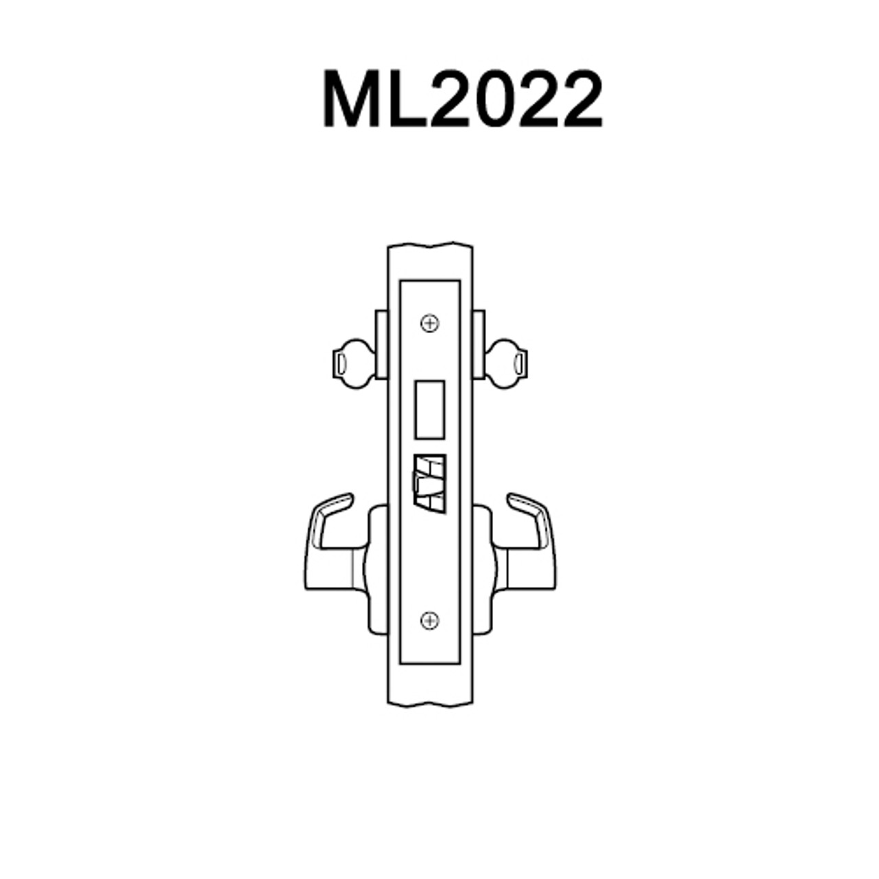 ML2022-LSA-605-CL6 Corbin Russwin ML2000 Series IC 6-Pin Less Core Mortise Store Door Locksets with Lustra Lever with Deadbolt in Bright Brass