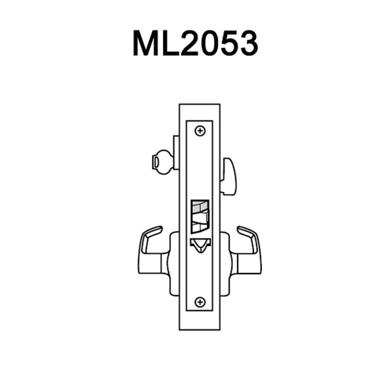 ML2053-LSF-618-LC Corbin Russwin ML2000 Series Mortise Entrance Locksets with Lustra Lever in Bright Nickel