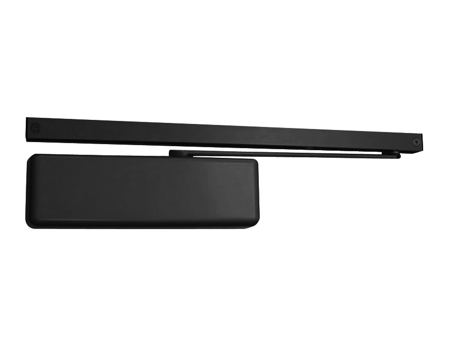 4013T-DE-H-BUMPER-LH-BLACK LCN Door Closer Double Egress Hold Open Track with Bumper Arm in Black Finish