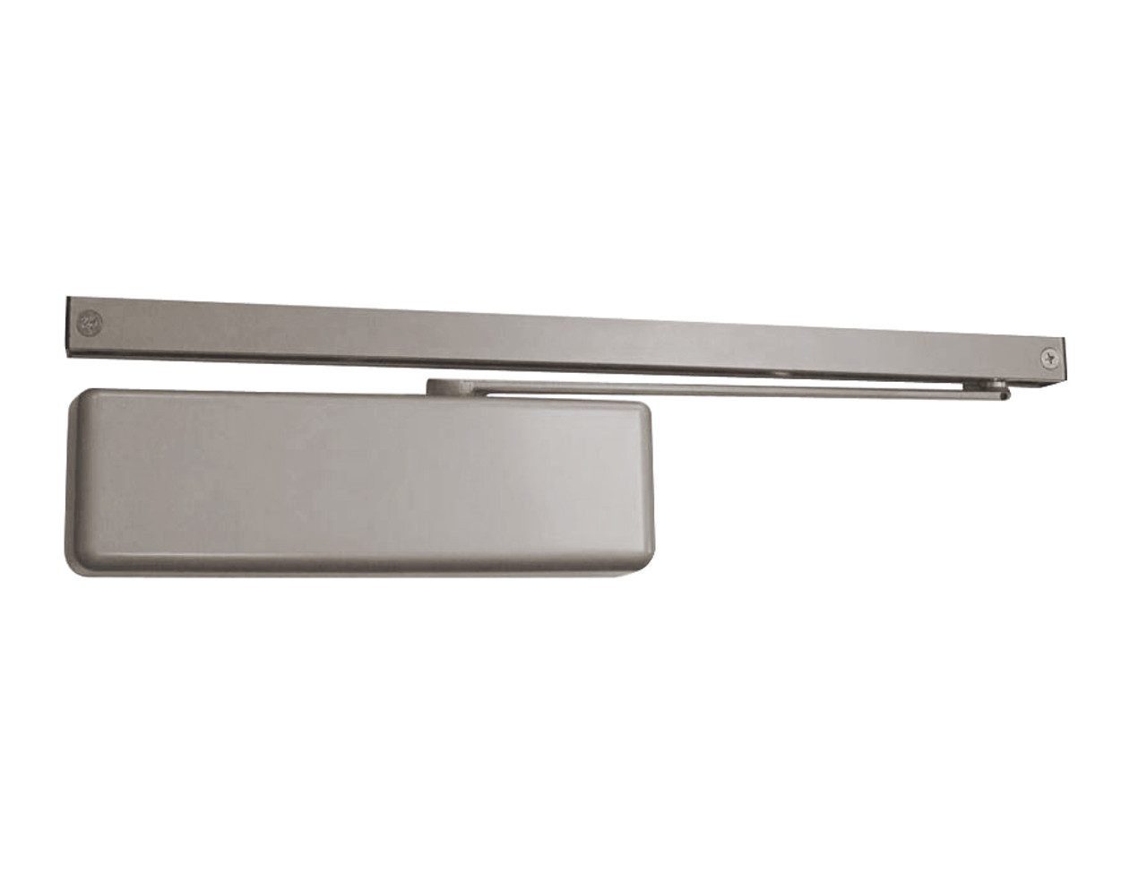 4013T-DE-H-BUMPER-LH-US15 LCN Door Closer Double Egress Hold Open Track with Bumper Arm in Satin Nickel Finish