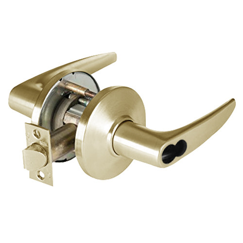 9K37G16DS3606 Best 9K Series Storeroom Cylindrical Lever Locks with Curved without Return Lever Design Accept 7 Pin Best Core in Satin Brass