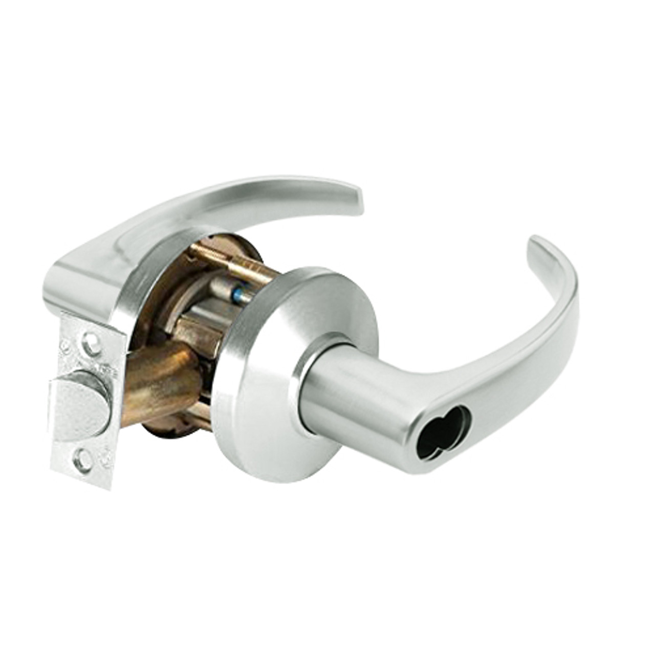 9K47W14CSTK618 Best 9K Series Institutional Cylindrical Lever Locks with Curved with Return Lever Design Accept 7 Pin Best Core in Bright Nickel