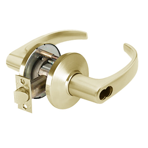 9K47IN14DSTK606 Best 9K Series Intruder Cylindrical Lever Locks with Curved with Return Lever Design Accept 7 Pin Best Core in Satin Brass