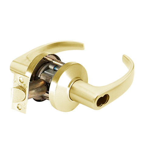 9K57IN14CS3605 Best 9K Series Intruder Cylindrical Lever Locks with Curved with Return Lever Design Accept 7 Pin Best Core in Bright Brass