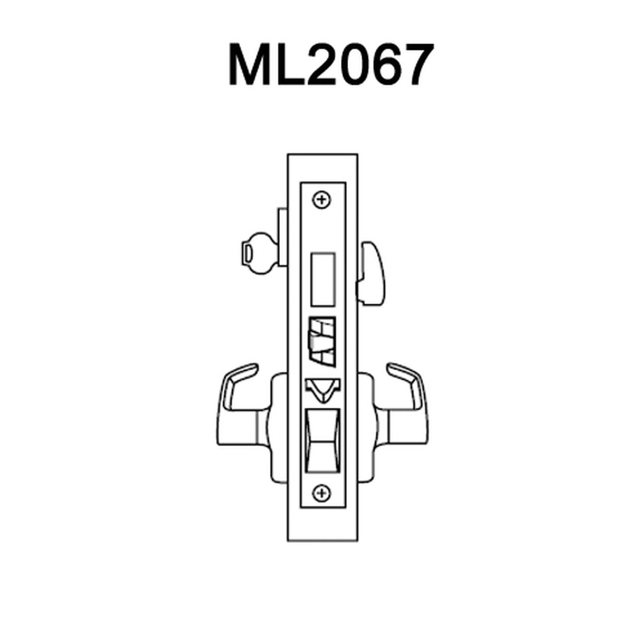 ML2067-ASA-618-CL6 Corbin Russwin ML2000 Series IC 6-Pin Less Core Mortise Apartment Locksets with Armstrong Lever in Bright Nickel