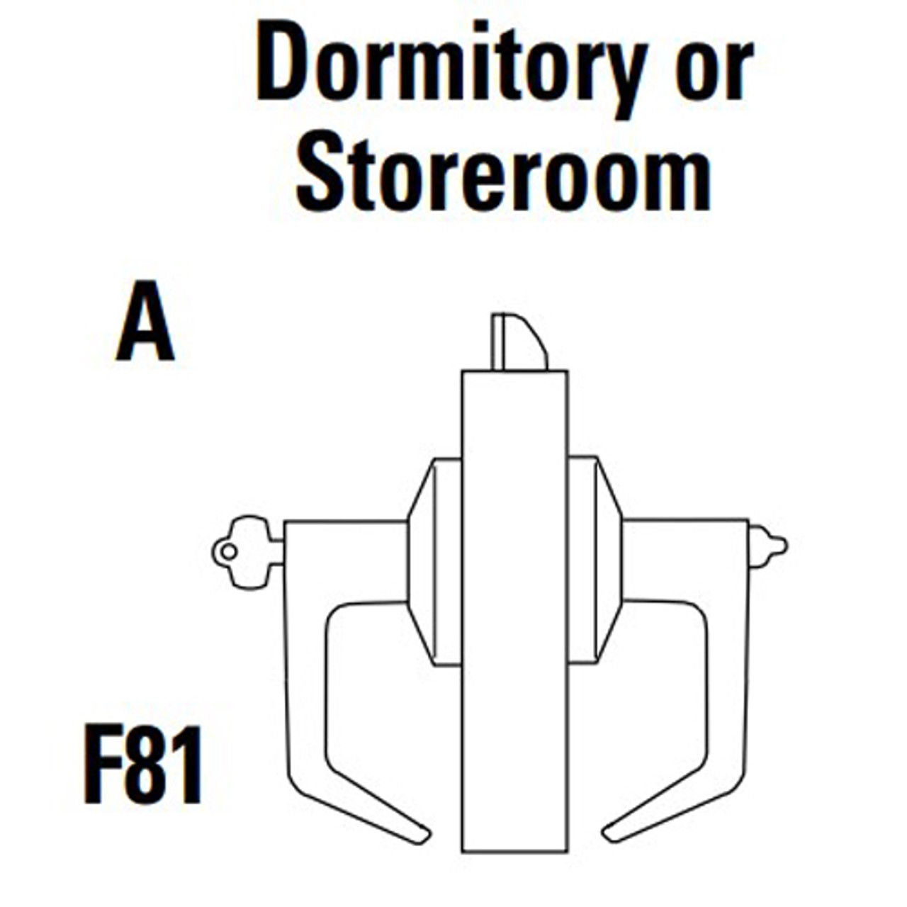 9K37A15CSTK618 Best 9K Series Dormitory or Storeroom Cylindrical Lever Locks with Contour Angle with Return Lever Design Accept 7 Pin Best Core in Bright Nickel