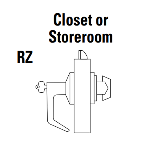 9K37RZ14DS3619 Best 9K Series Closet or Storeroom Cylindrical Lever Locks with Curved with Return Lever Design Accept 7 Pin Best Core in Satin Nickel