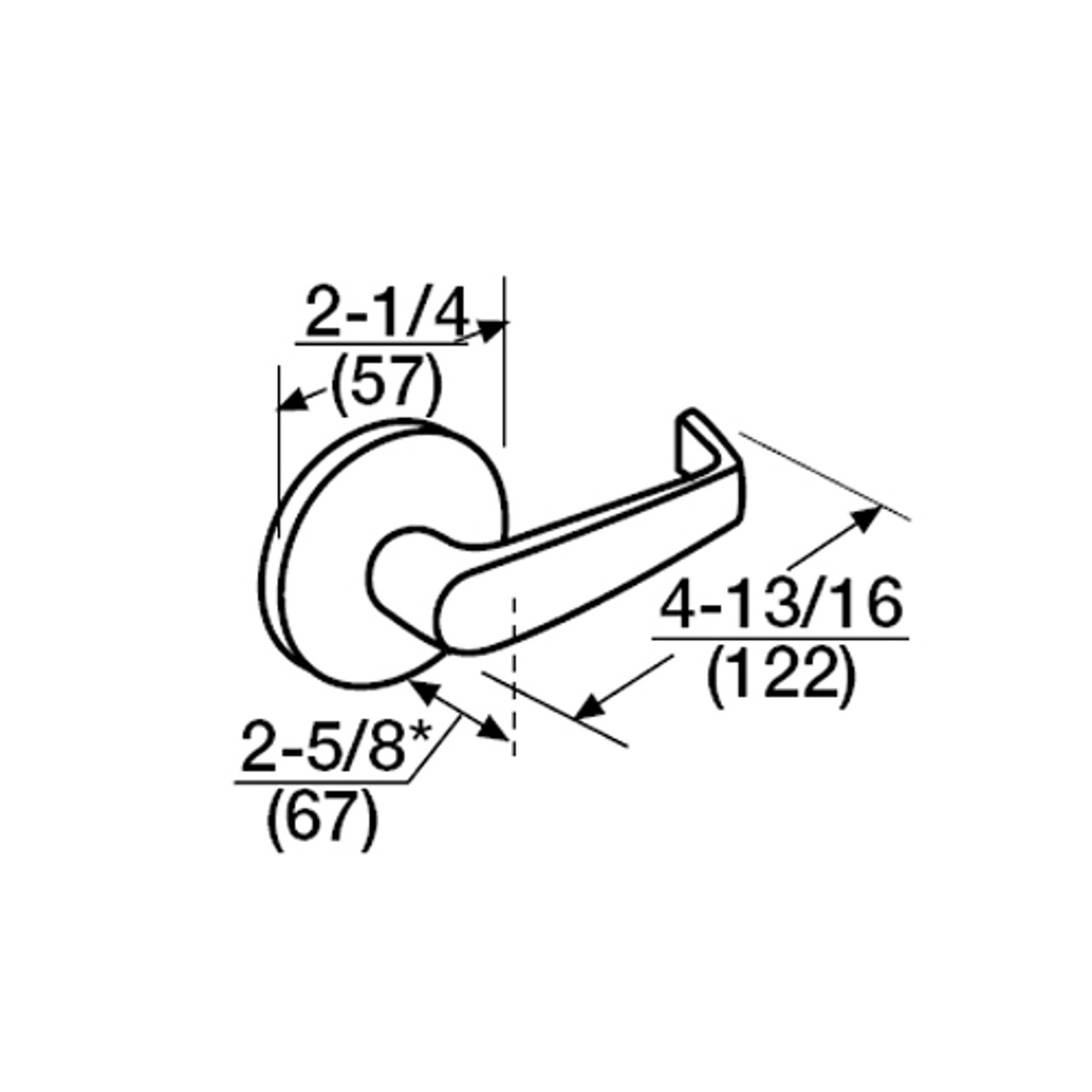 ML2051-NSB-606-LC Corbin Russwin ML2000 Series Mortise Office Locksets with Newport Lever in Satin Brass