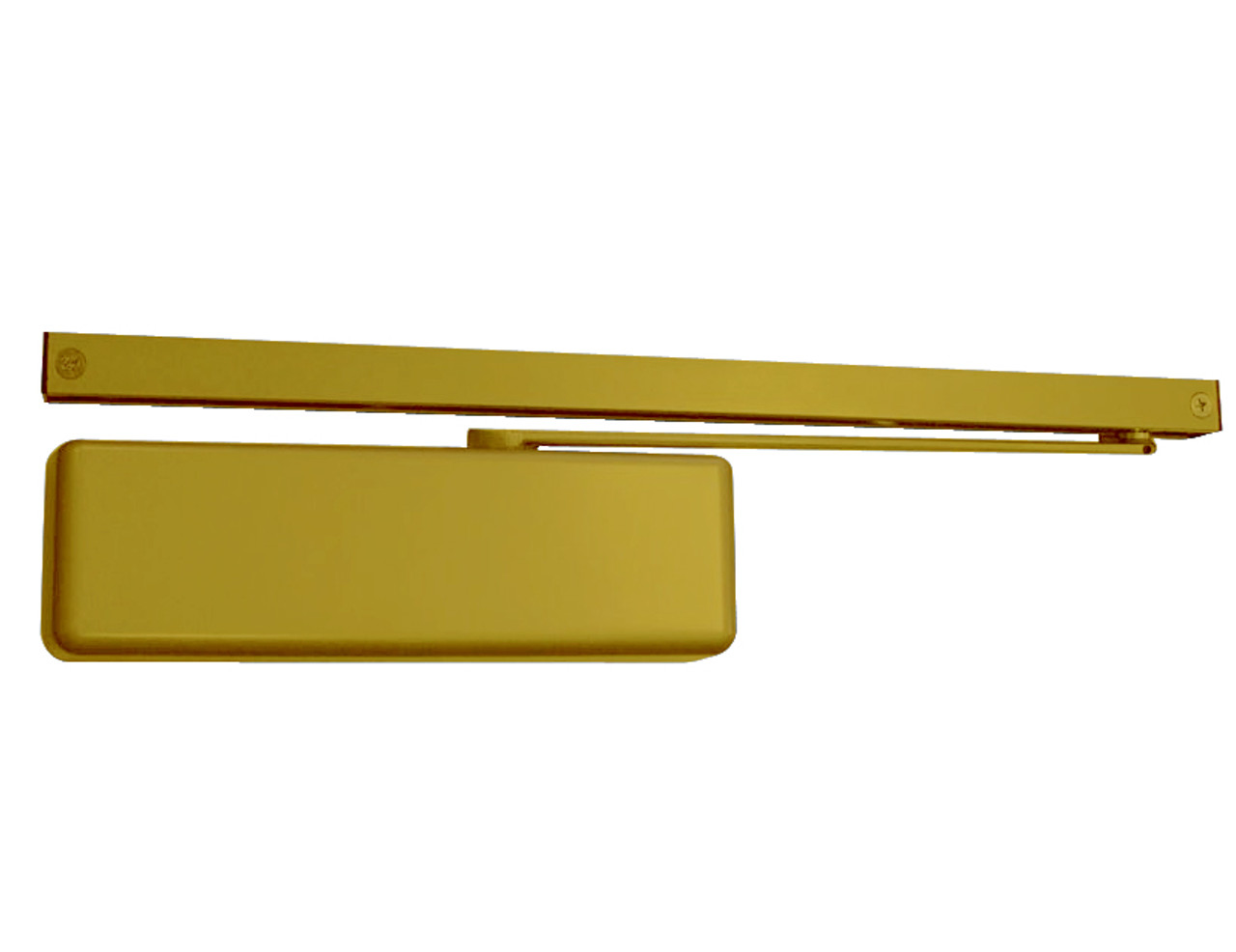 4040XPT-DE-BUMPER-LH-BRASS LCN Door Closer with Double Egress Standard Track with Bumper Arm in Brass Finish