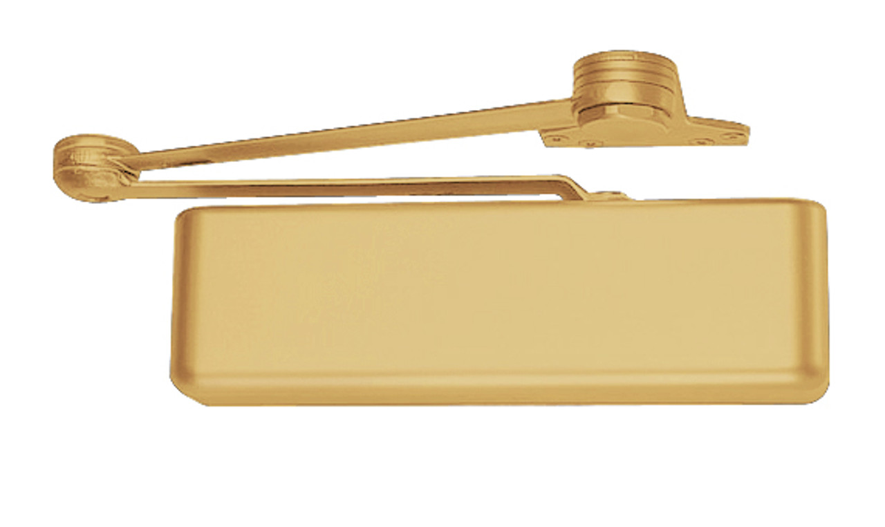 4111-HEDA-w-62G-LH-US3 LCN Door Closer with Hold Open Extra Duty Arm with Thick Hub Shoe in Bright Brass Finish