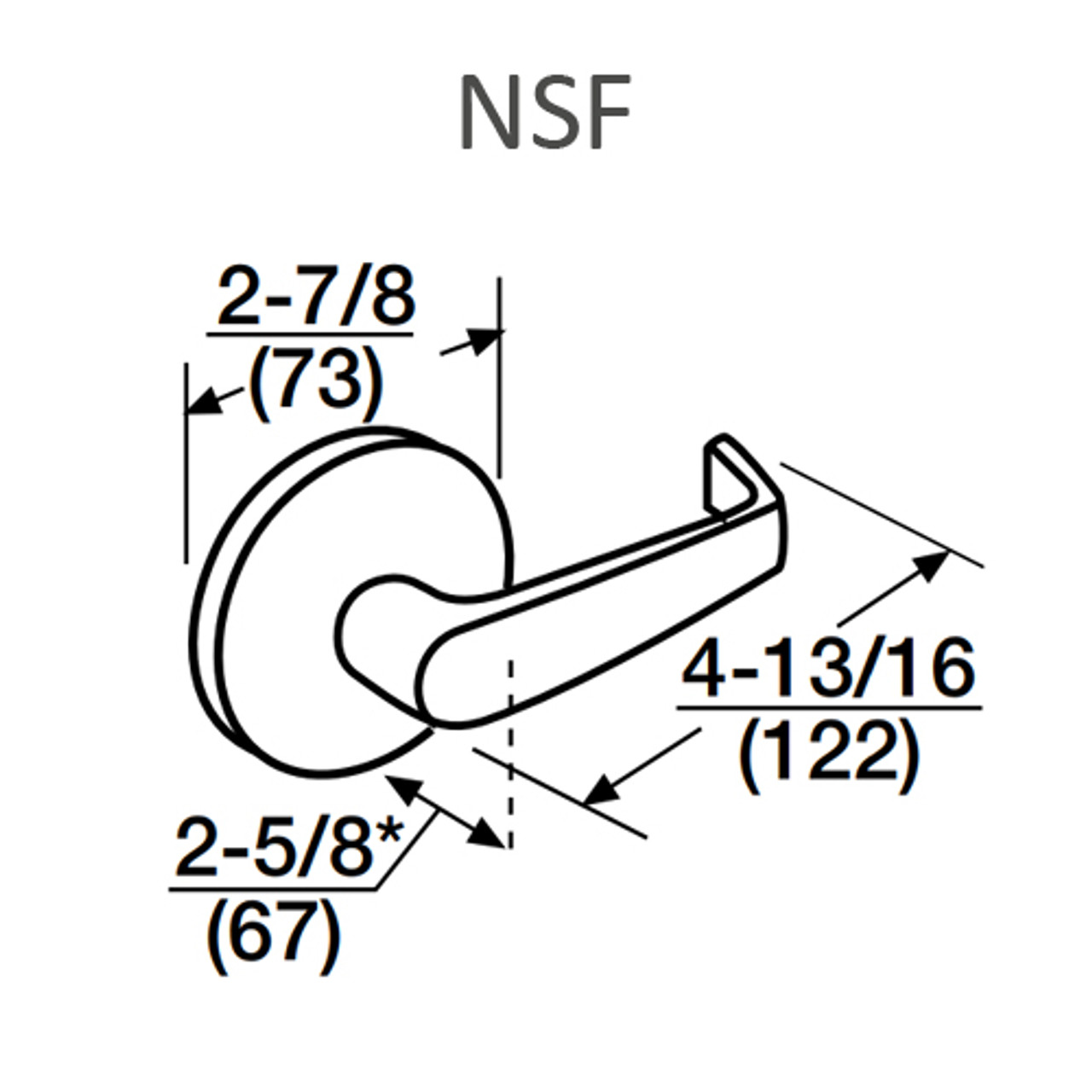 ML2058-NSF-618-CL6 Corbin Russwin ML2000 Series IC 6-Pin Less Core Mortise Entrance Holdback Locksets with Newport Lever in Bright Nickel