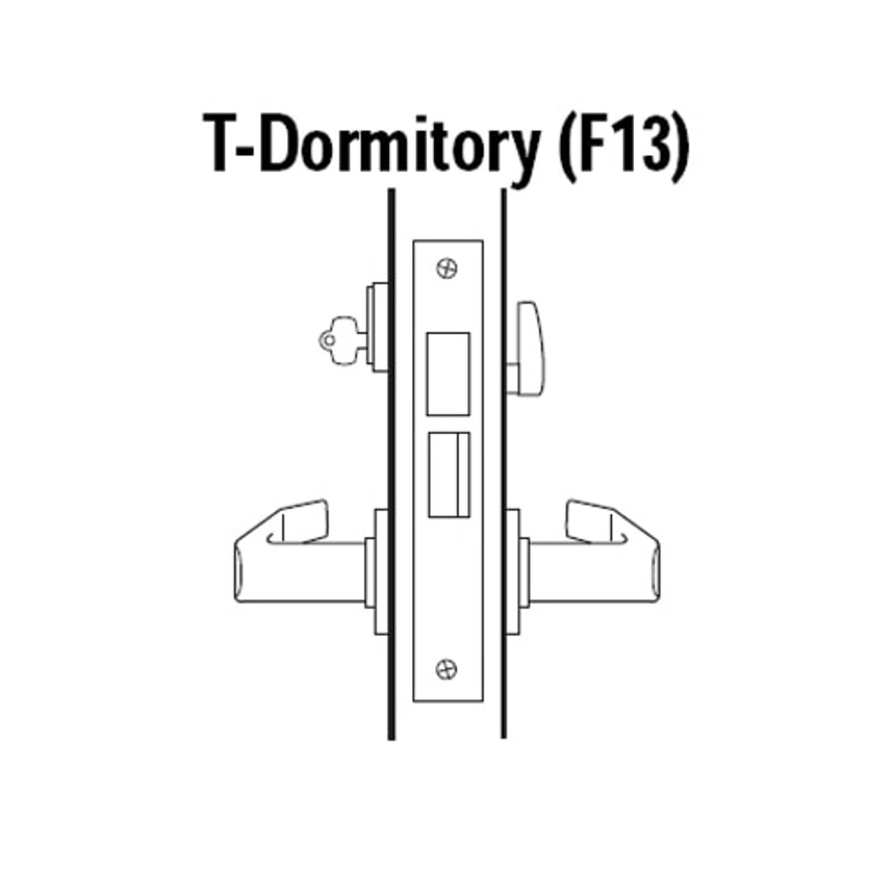 45H7T16S605 Best 40H Series Dormitory with Deadbolt Heavy Duty Mortise Lever Lock with Curved with No Return in Bright Brass