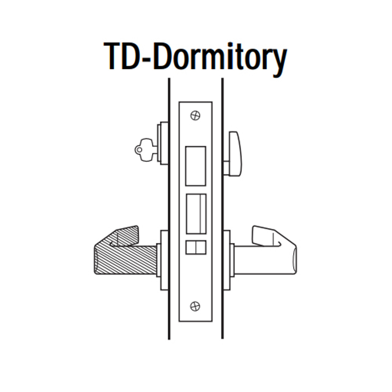 45H7TD12S618 Best 40H Series Dormitory with Deadbolt Heavy Duty Mortise Lever Lock with Solid Tube with No Return in Bright Nickel