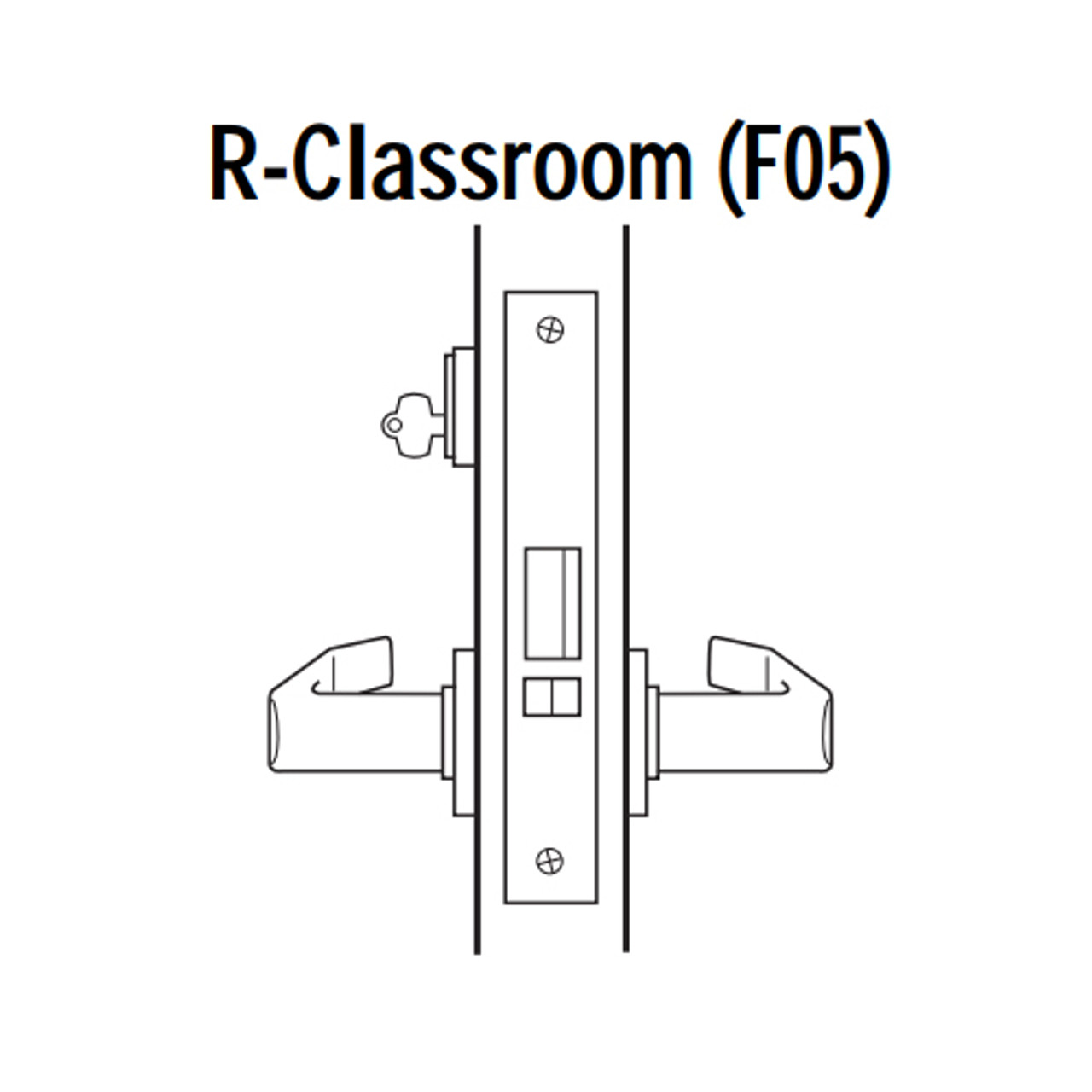 45H7R12R625 Best 40H Series Classroom Heavy Duty Mortise Lever Lock with Solid Tube with No Return in Bright Chrome