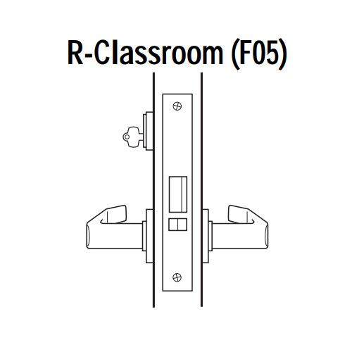 45H7R12S618 Best 40H Series Classroom Heavy Duty Mortise Lever Lock with Solid Tube with No Return in Bright Nickel