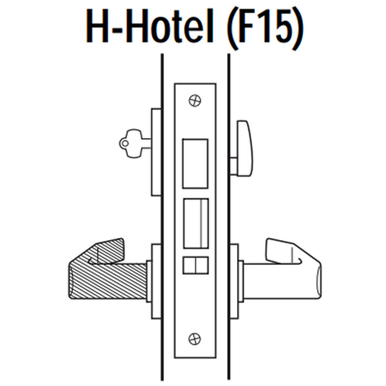 45H7H15H618 Best 40H Series Hotel with Deadbolt Heavy Duty Mortise Lever Lock with Contour with Angle Return Style in Bright Nickel