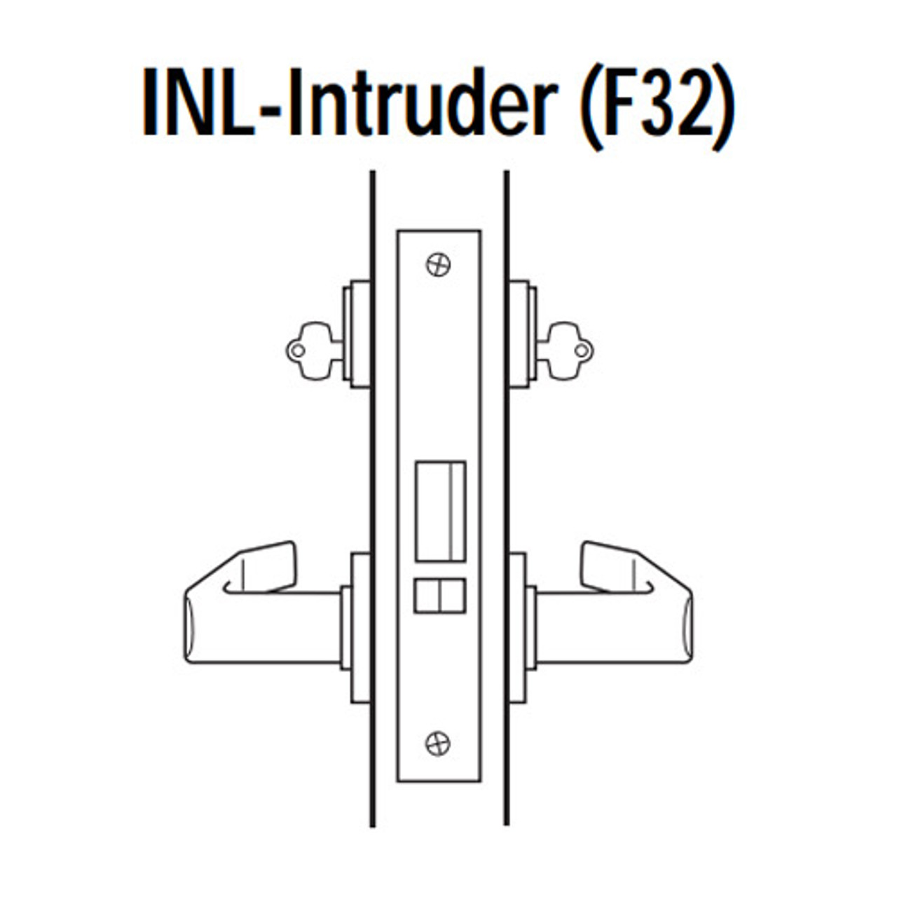 45H7INL12R605 Best 40H Series Intruder without Deadbolt Heavy Duty Mortise Lever Lock with Solid Tube with No Return in Bright Brass