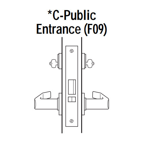 45H7C17RH606 Best 40H Series Public Entrance without Deadbolt Heavy Duty Mortise Lever Lock with Gull Wing RH in Satin Brass