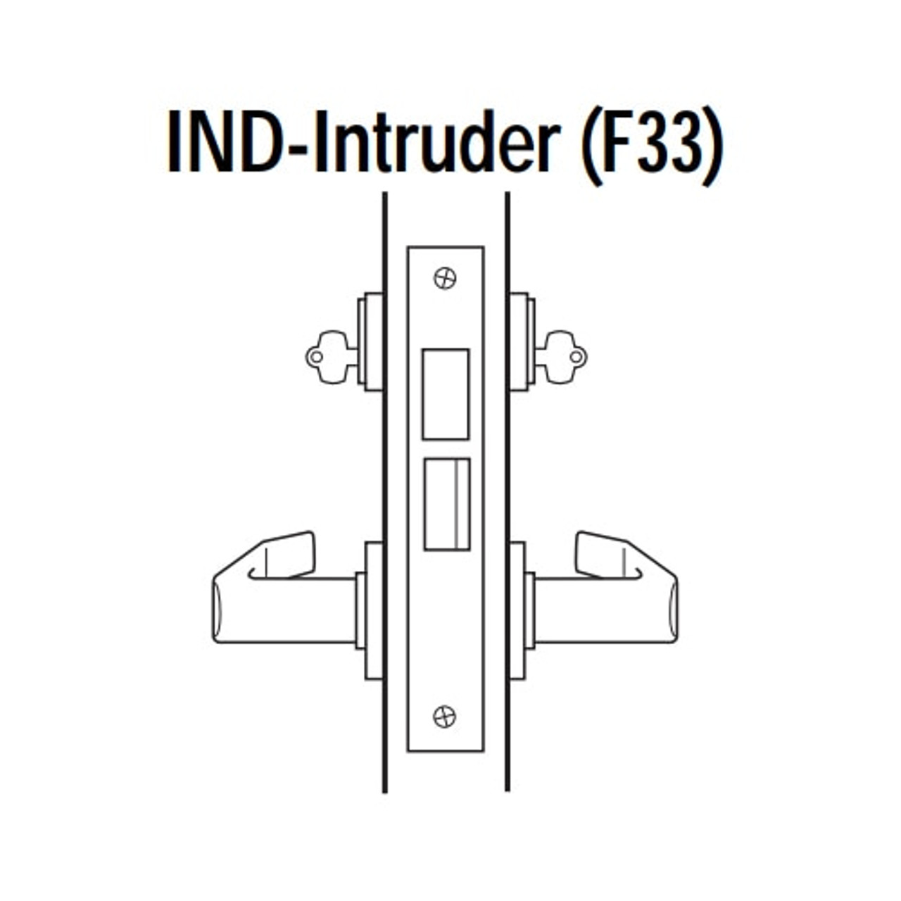 45H7IND14S625 Best 40H Series Intruder with Deadbolt Heavy Duty Mortise Lever Lock with Curved with Return Style in Bright Chrome