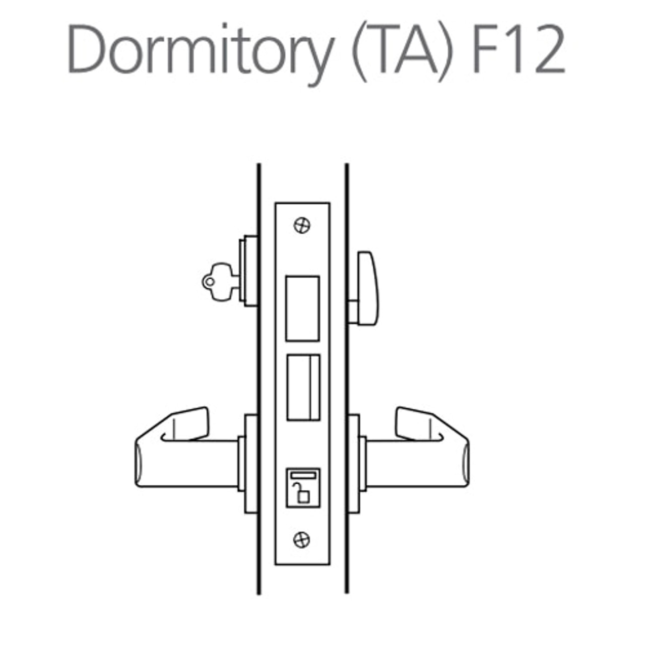 45H7TA15S625 Best 40H Series Dormitory with Deadbolt Heavy Duty Mortise Lever Lock with Contour with Angle Return Style in Bright Chrome