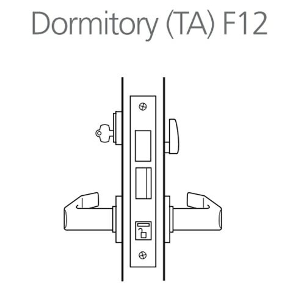 45H7TA12J606 Best 40H Series Dormitory with Deadbolt Heavy Duty Mortise Lever Lock with Solid Tube with No Return in Satin Brass