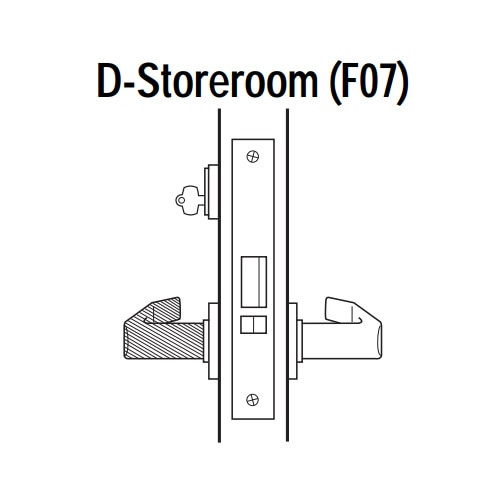 45H7D14J618 Best 40H Series Storeroom Heavy Duty Mortise Lever Lock with Curved with Return Style in Bright Nickel