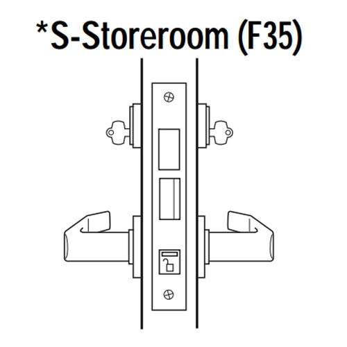 45H7S12J622 Best 40H Series Storeroom with Deadbolt Heavy Duty Mortise Lever Lock with Solid Tube with No Return in Black