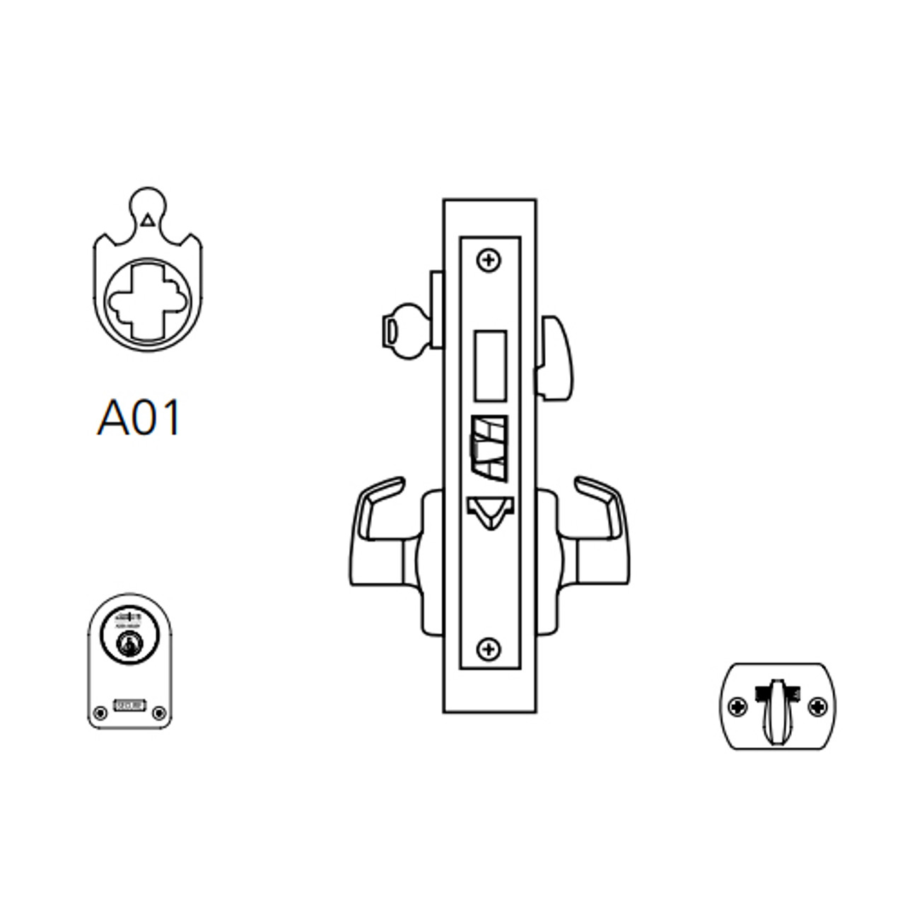 ML2075-ASM-629 Corbin Russwin ML2000 Series Mortise Entrance or Office Security Locksets with Armstrong Lever and Deadbolt in Bright Stainless Steel