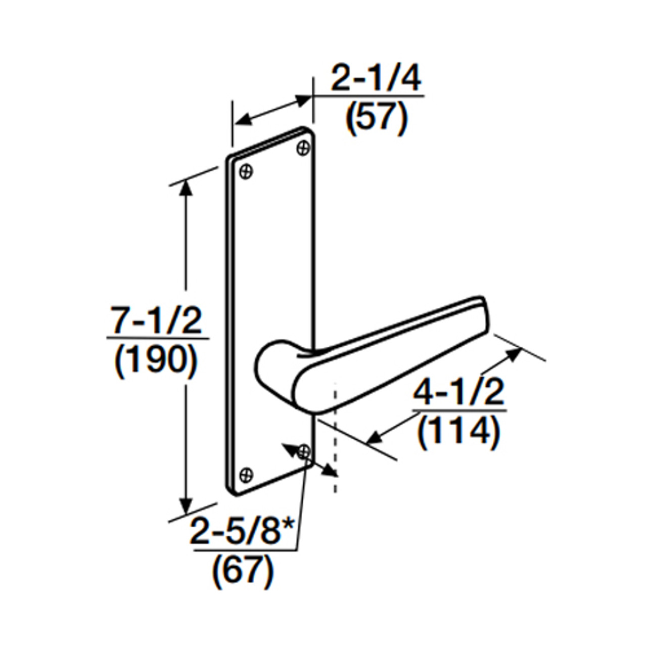 ML2010-ASN-625-M31 Corbin Russwin ML2000 Series Mortise Passage Trim Pack with Armstrong Lever in Bright Chrome