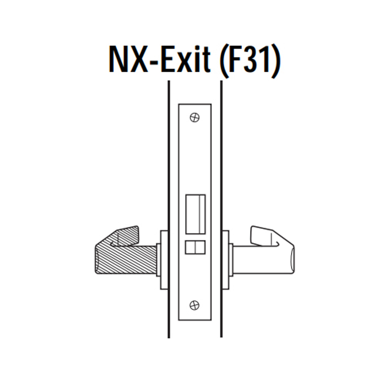 45H0NX3H611 Best 40H Series Exit Function Heavy Duty Mortise Lever Lock with Solid Tube Return Style in Bright Bronze