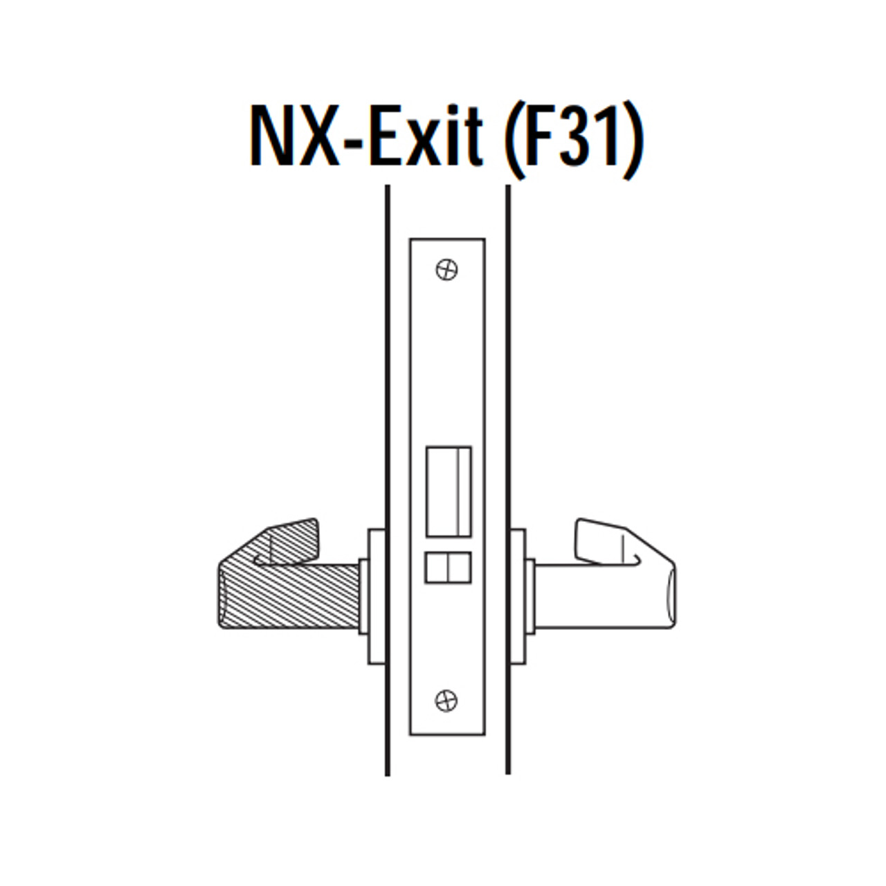 45H0NX12H605 Best 40H Series Exit Function Heavy Duty Mortise Lever Lock with Solid Tube with No Return in Bright Brass