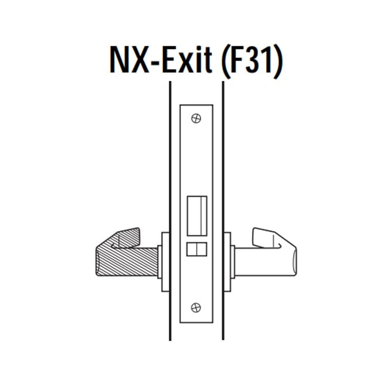 45H0NX12J629 Best 40H Series Exit Function Heavy Duty Mortise Lever Lock with Solid Tube with No Return in Bright Stainless Steel