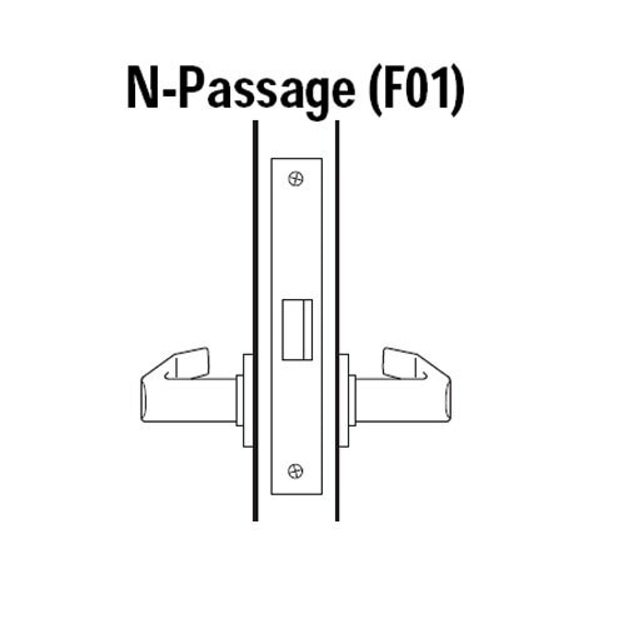 45H0N15J606 Best 40H Series Passage Heavy Duty Mortise Lever Lock with Contour with Angle Return Style in Satin Brass