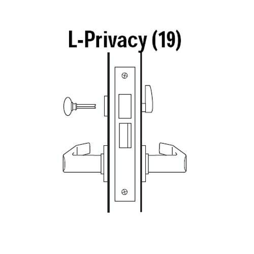 45H0L17RM626 Best 40H Series Privacy with Deadbolt Heavy Duty Mortise Lever Lock with Gull Wing RH in Satin Chrome